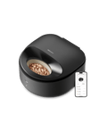 Petlibro black automatic wet pet food feeder with visible food bowl and smartphone app control display