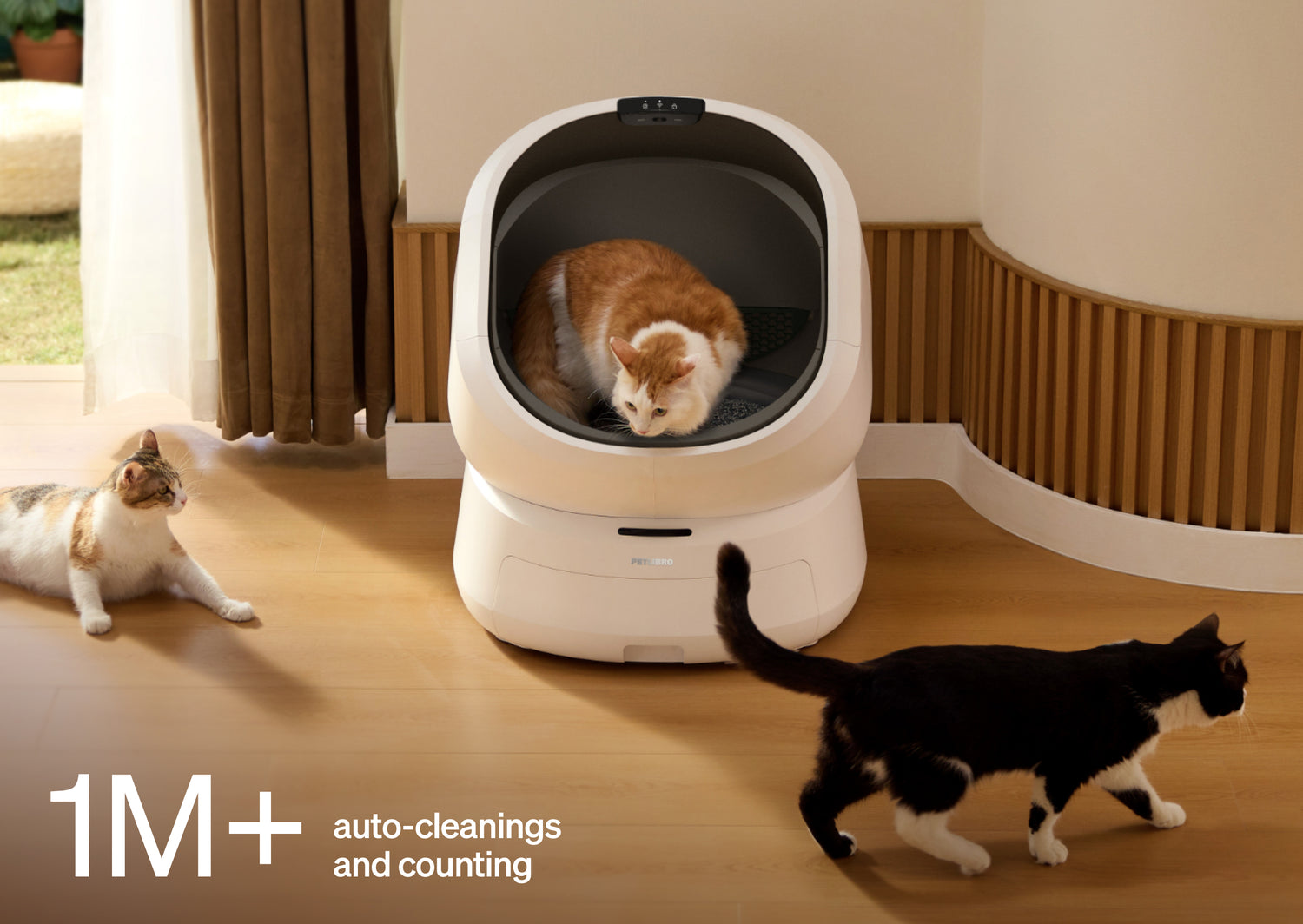 Petlibro Petlibro Luma odor control luma smart litter box, white automatic self cleaning cat litter box with cats nearby, 1M+ auto-cleanings, litter box deodorizer