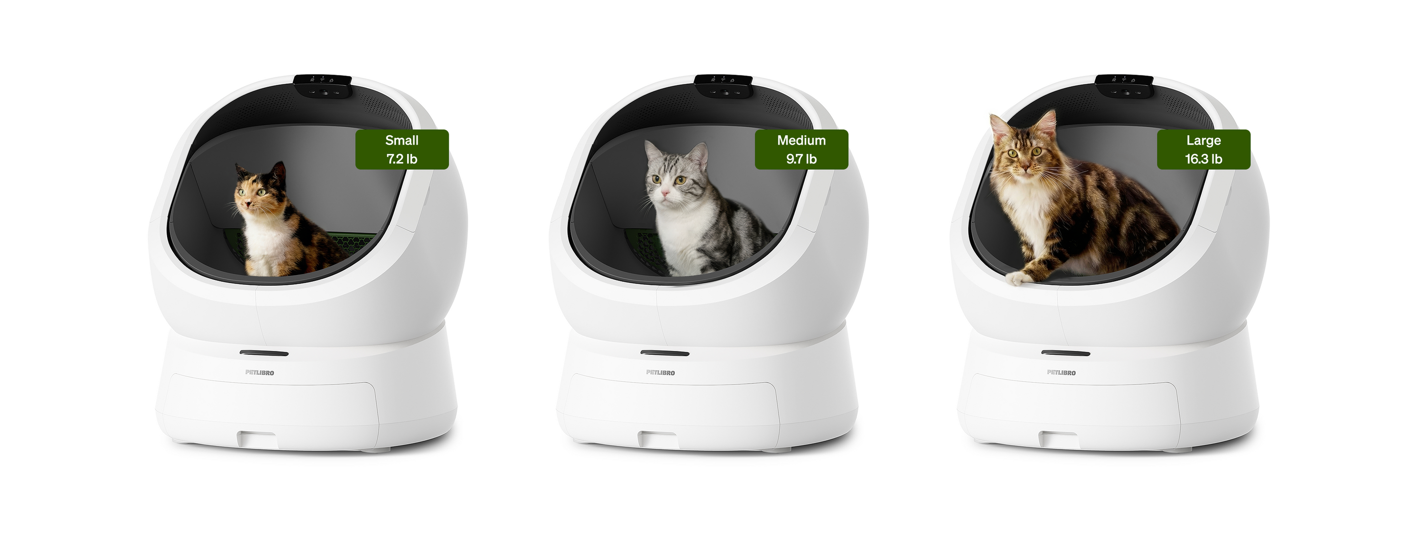 Petlibro Petlibro Luma odor control luma smart litter box, white automatic self cleaning cat litter box with cats in 3 sizes