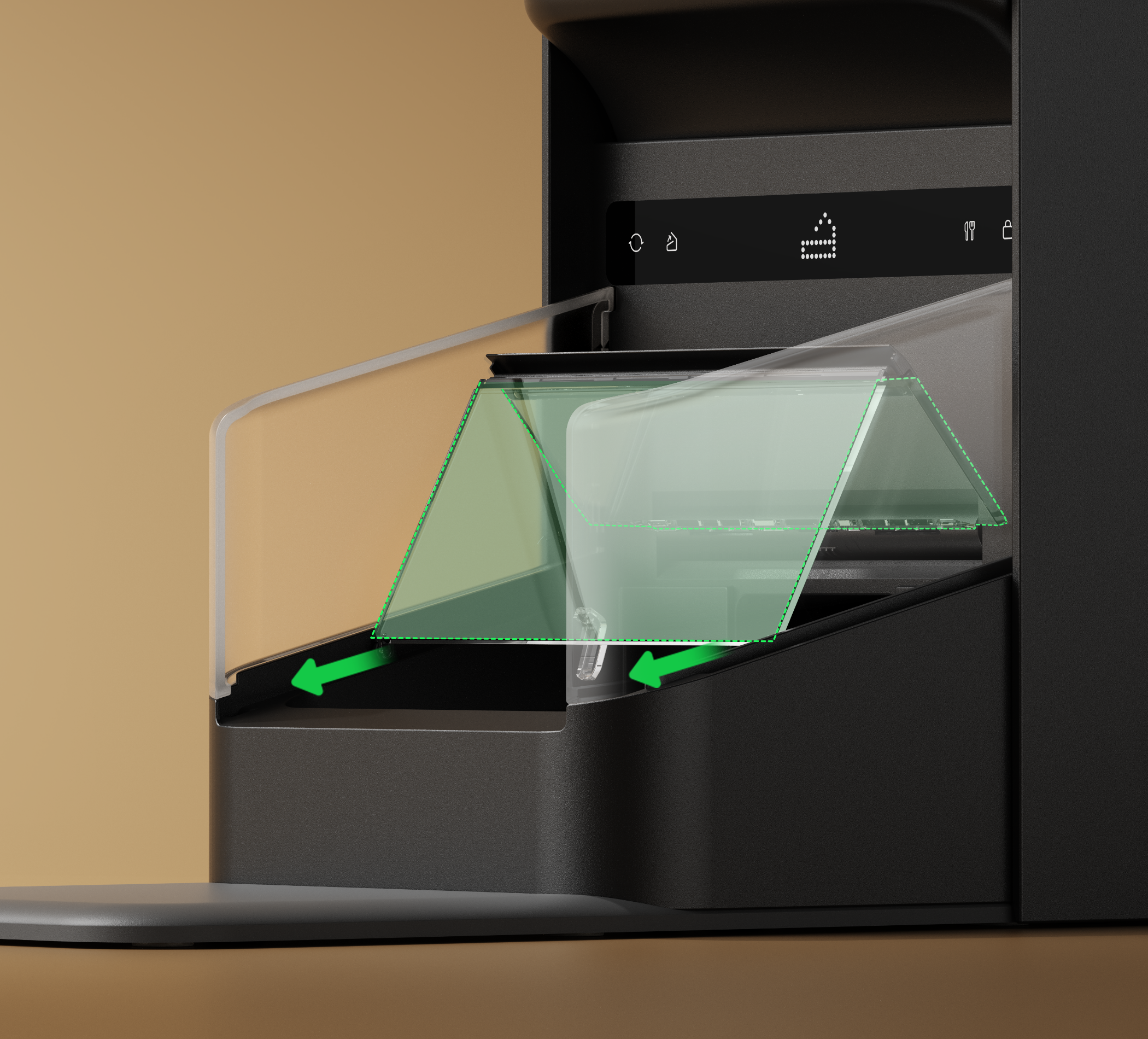 Petlibro black automatic pet feeder with transparent sliding food tray and digital display panel