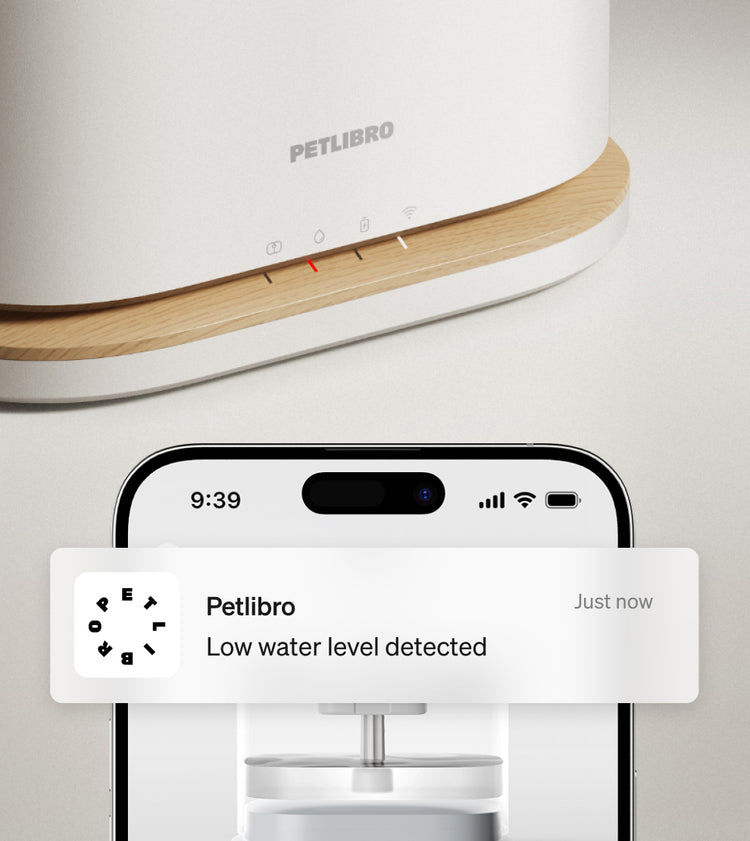 Petlibro Petlibro Luma odor control luma smart litter box, white petlibro litter box with wood trim, automatic self cleaning litter box UI icons close-up