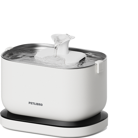 Petlibro PETLIBRO pet water fountain, white round cat bowl with flowing stream; pairs with cat litter box setup