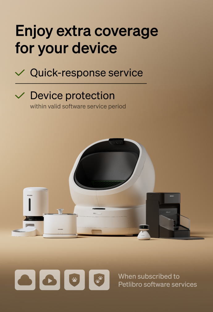 Petlibro smart automatic pet feeder and litter box system with white and black modern design accessories