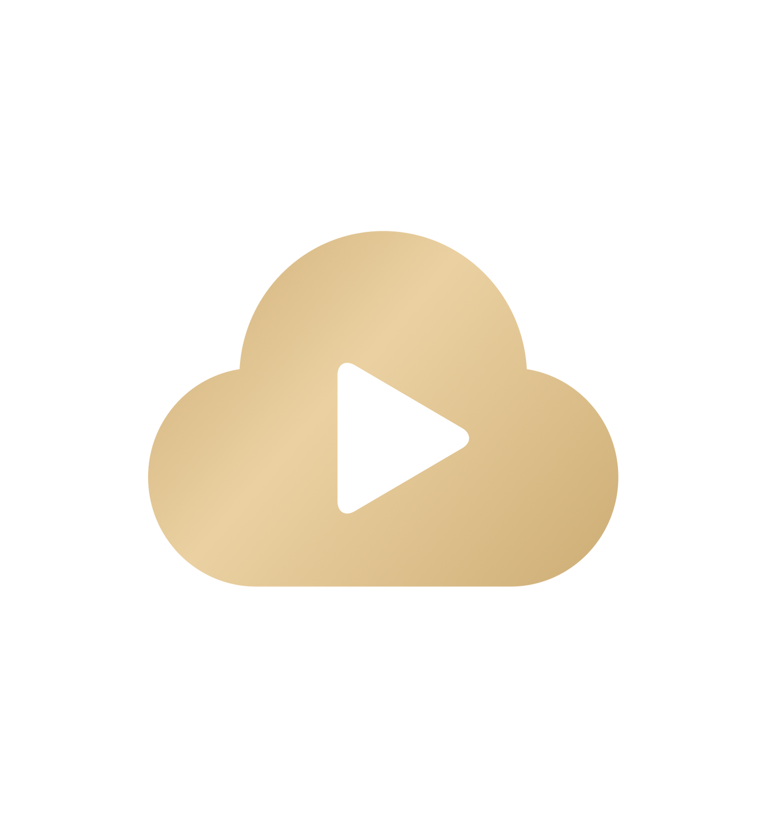 Petlibro gold cloud-shaped icon with white play button symbol on black background