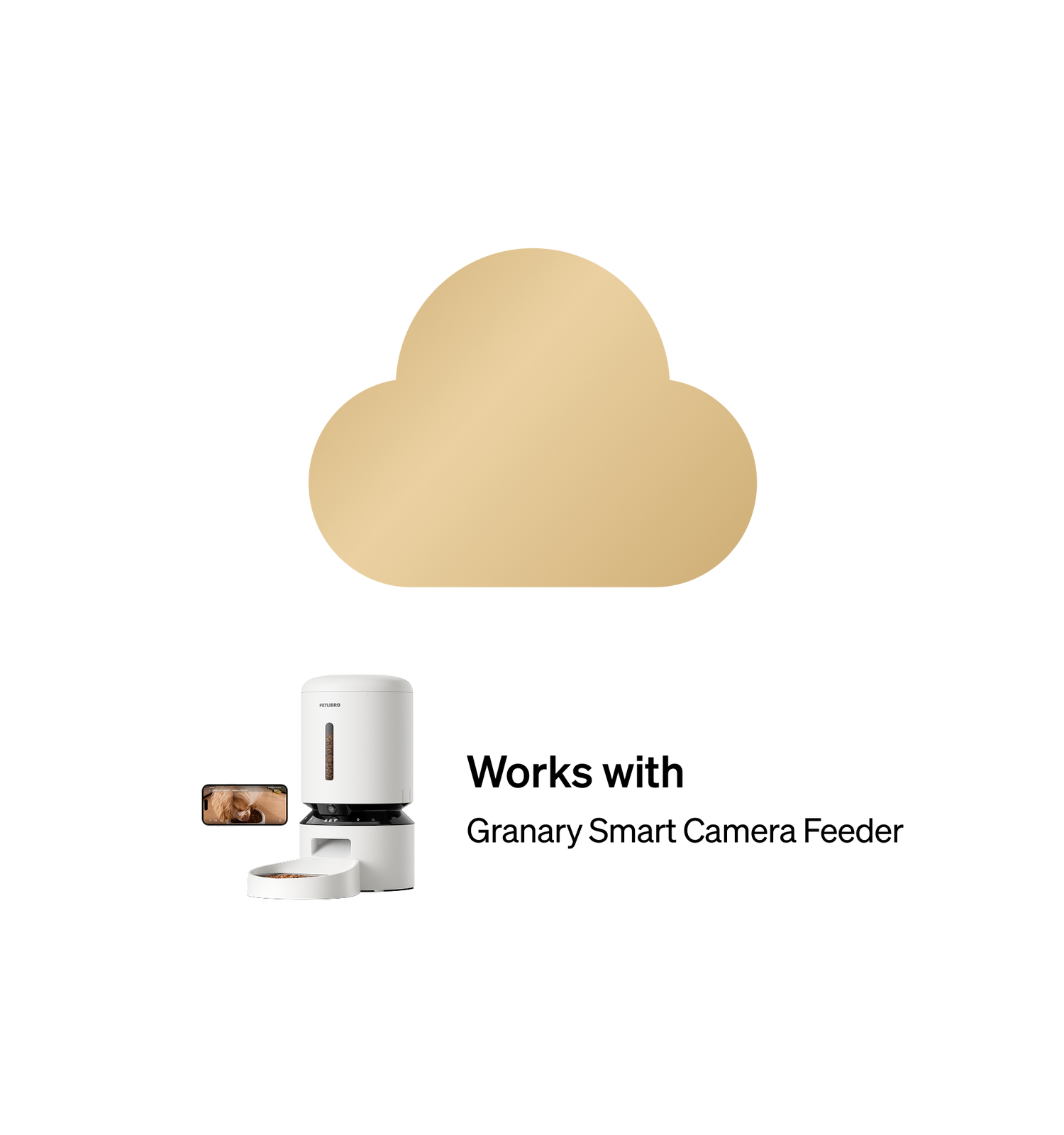 Petlibro white automatic pet feeder with food storage container and smartphone monitoring camera