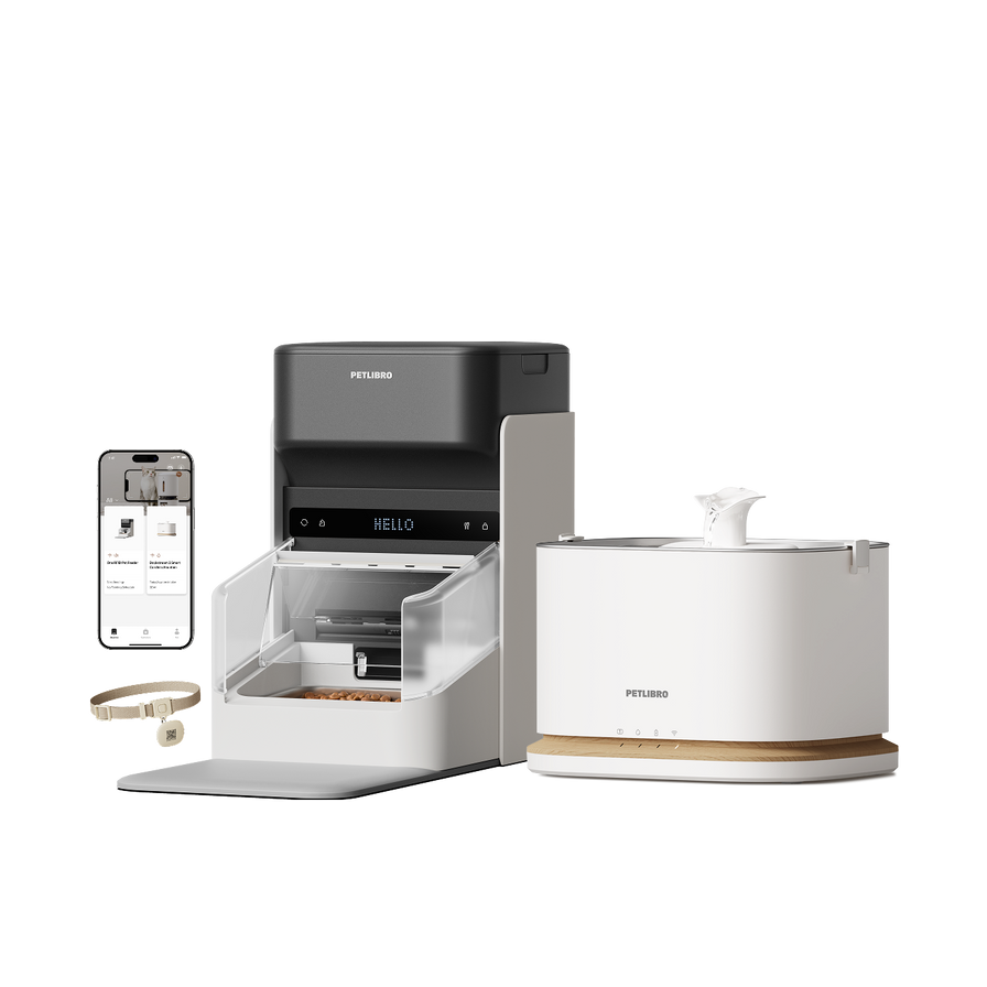 Petlibro PETLIBRO pet feeder and cat water fountain set with app phone, collar tag, and smart display, not a litter box